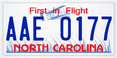 NC license plate AAE0177