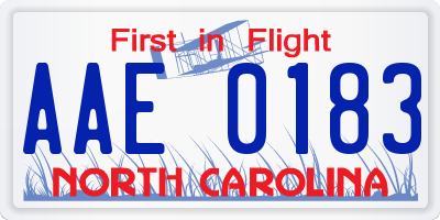 NC license plate AAE0183