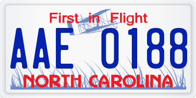 NC license plate AAE0188