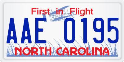 NC license plate AAE0195