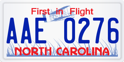 NC license plate AAE0276
