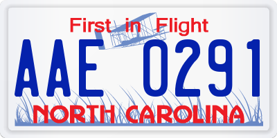 NC license plate AAE0291