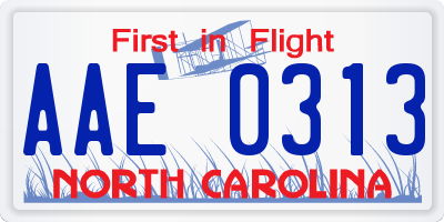 NC license plate AAE0313