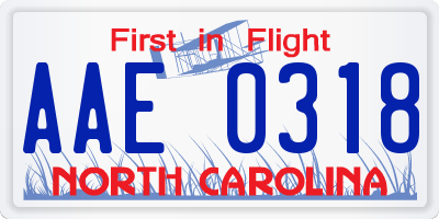 NC license plate AAE0318