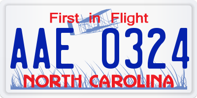 NC license plate AAE0324