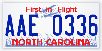 NC license plate AAE0336