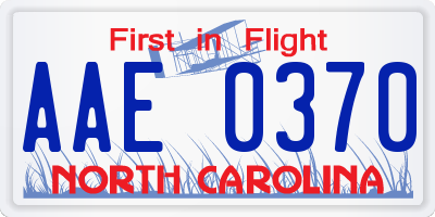NC license plate AAE0370