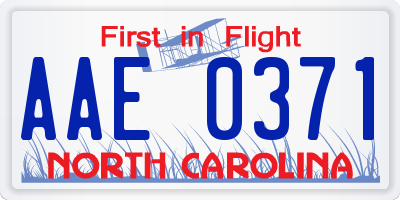 NC license plate AAE0371