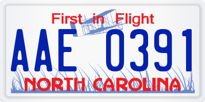 NC license plate AAE0391