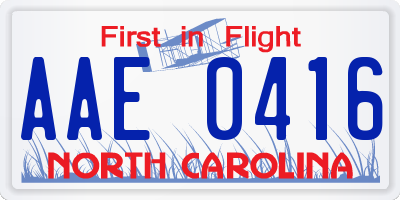 NC license plate AAE0416