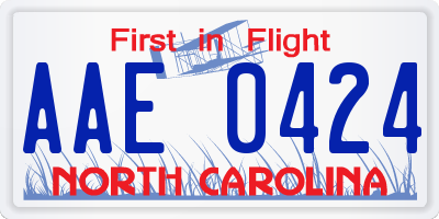 NC license plate AAE0424