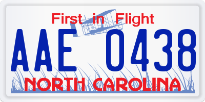 NC license plate AAE0438