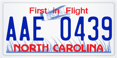 NC license plate AAE0439