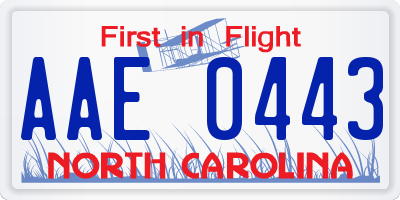 NC license plate AAE0443