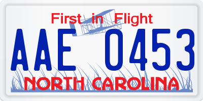 NC license plate AAE0453
