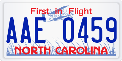 NC license plate AAE0459