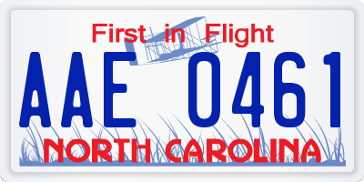 NC license plate AAE0461
