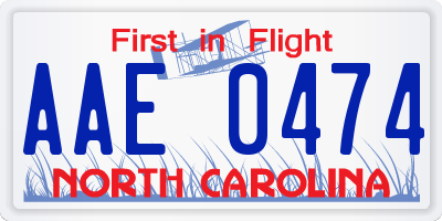 NC license plate AAE0474