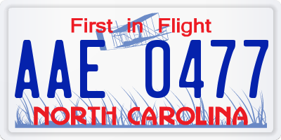 NC license plate AAE0477
