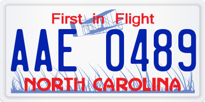 NC license plate AAE0489
