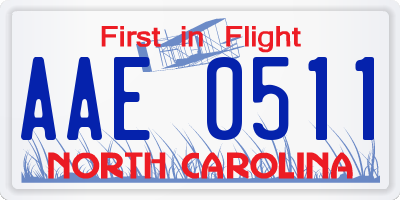 NC license plate AAE0511