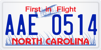 NC license plate AAE0514