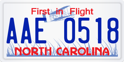 NC license plate AAE0518