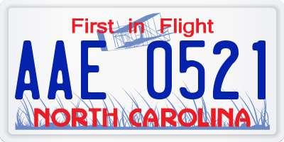 NC license plate AAE0521