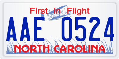 NC license plate AAE0524
