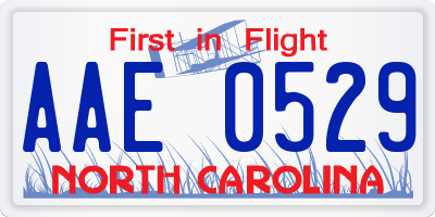 NC license plate AAE0529