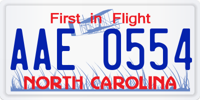 NC license plate AAE0554