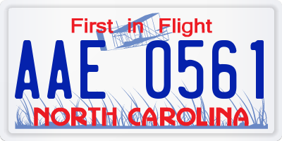 NC license plate AAE0561