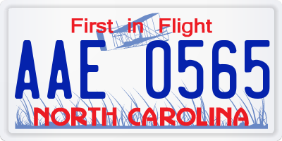 NC license plate AAE0565