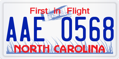 NC license plate AAE0568