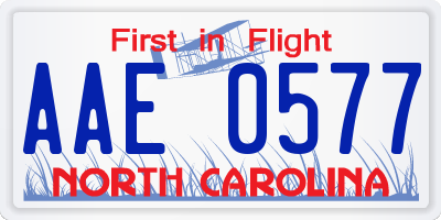 NC license plate AAE0577