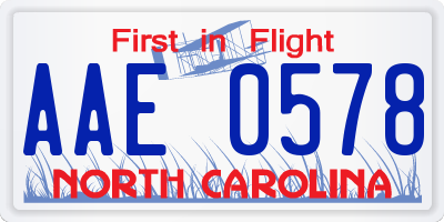 NC license plate AAE0578