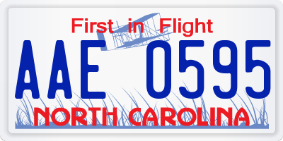 NC license plate AAE0595
