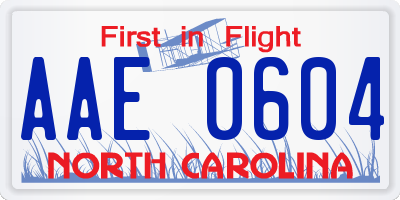 NC license plate AAE0604