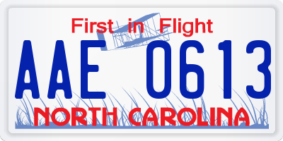 NC license plate AAE0613