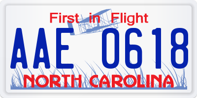 NC license plate AAE0618