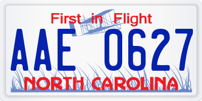 NC license plate AAE0627