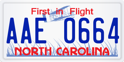 NC license plate AAE0664