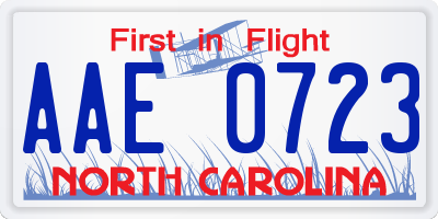 NC license plate AAE0723
