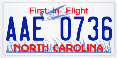 NC license plate AAE0736