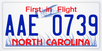NC license plate AAE0739
