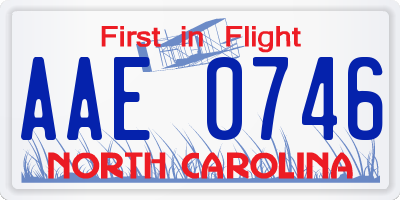 NC license plate AAE0746