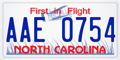 NC license plate AAE0754