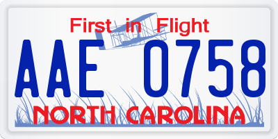 NC license plate AAE0758