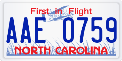 NC license plate AAE0759