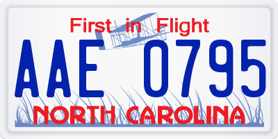 NC license plate AAE0795